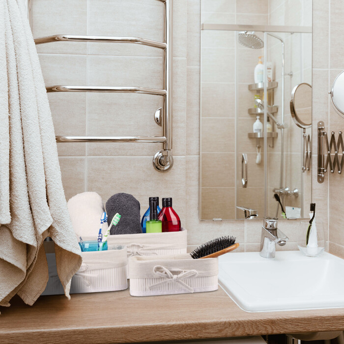 Relaxdays Aufbewahrungskorb 3er Set aus Bambus