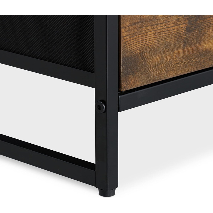 Relaxdays Kommode, 6 Schubladen, 3 Ablagen, Industrial, 92x84x32 cm, braun/schwarz, Eisen