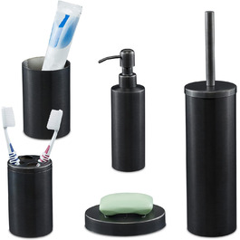 Relaxdays Badset, 5-tlg, Edelstahl, anthrazit