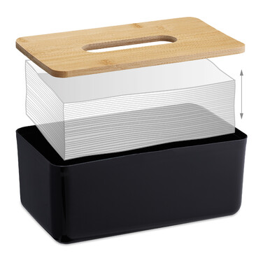 Relaxdays Kosmetiktücher Box mit Holz-Deckel