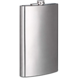 Relaxdays Flachmann XXL aus Edelstahl, Riesen Flachmann mit 1,8l Fassungsvolumen, klassisches Flachmann-Design, silber