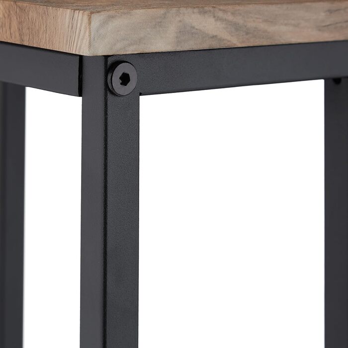Relaxdays Beistelltisch, Industrial Design, C-Form, Ablagetisch, Metall & Holzoptik, HBT 66x46x30 cm, grau-braun/schwarz