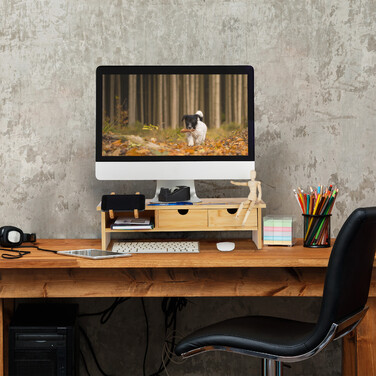 Relaxdays Monitorständer aus Bambus