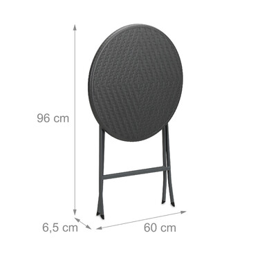 Relaxdays Runder Gartentisch in Rattan-Optik