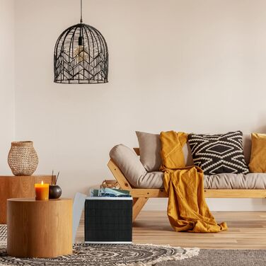 Relaxdays Sitzhocker, faltbar, Stauraum, 35x35x35 cm, Bambus, Schwarz/Weiß