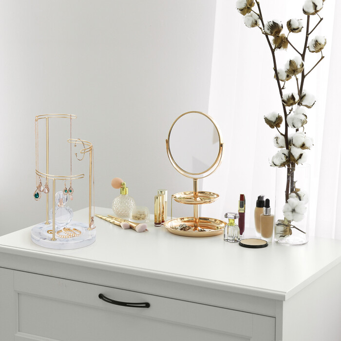 Relaxdays Schmuckständer Marmor gold