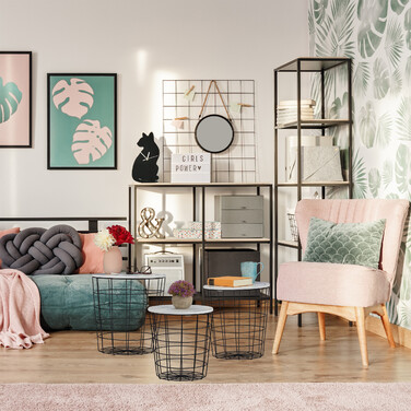 Relaxdays Korbtisch 3er Set Marmor