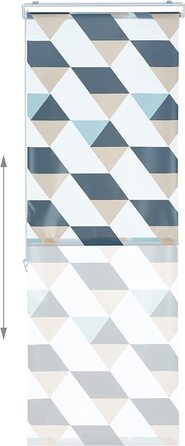 Relaxdays Duschrollo,  Dreieck Muster, Seilzug, Flexible Montage, Duschvorhang für Badewanne & Fenster, bunt (60x240 cm)