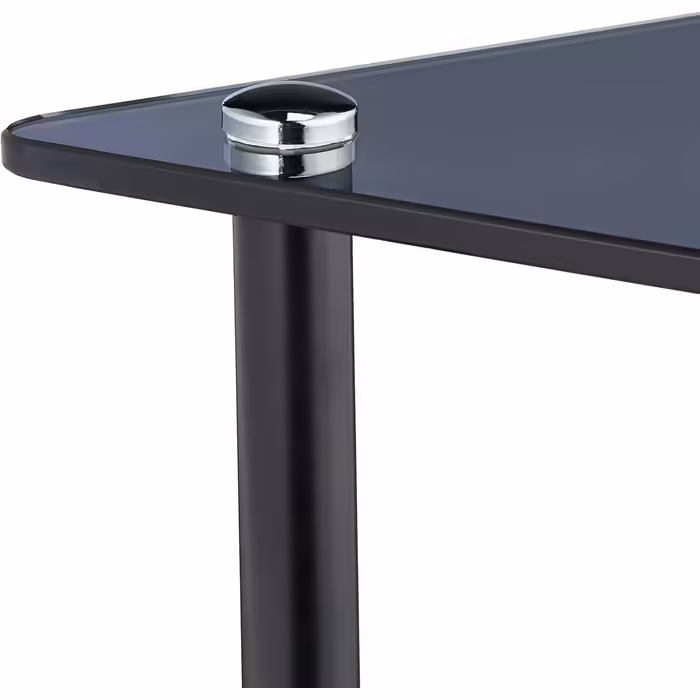 Relaxdays Beistelltisch, Couchtisch dreieckig, HBT 41x50x50 cm, Glas & Stahl, Wohnzimmer, Sofatisch modern, grau-schwarz