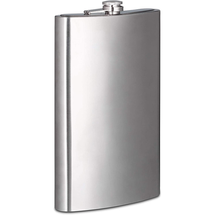 Relaxdays Flachmann XXL aus Edelstahl, Riesen Flachmann mit 1,8l Fassungsvolumen, klassisches Flachmann-Design, silber