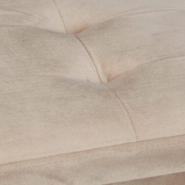 Relaxdays Sitzbank mit Stauraum, Samt, Holzfüße, bis 120 kg, faltbar, 34x76x38 cm, Creme