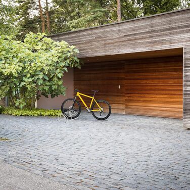 Relaxdays Fahrradständer Boden, für 3 Fahrräder, bis 50 mm Reifenbreite, Metall, Garage, Fahrrad-Aufstellständer, silber