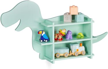 Relaxdays Kinderregal Dino, 2 Fächer, Bücherregal, HBT: 43,5x84x13,5 cm, türkis, Faserplatte