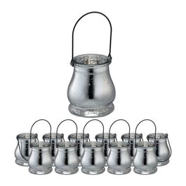 Relaxdays Silbernes Windlicht im 12er Set