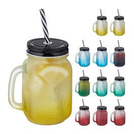 Relaxdays Bunte Trinkgläser mit Deckel 12er Set