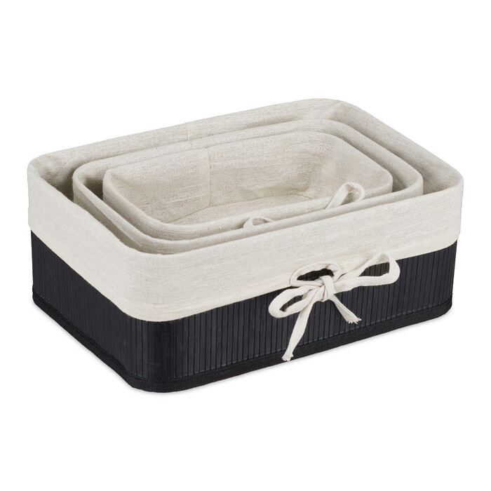 Relaxdays Aufbewahrungskorb 3er Set aus Bambus
