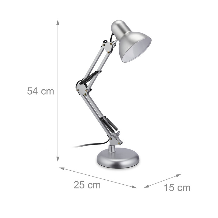 Relaxdays Retro Schreibtischlampe silber
