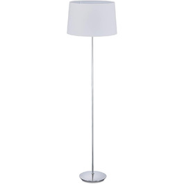 Relaxdays Stehlampe, Stoffschirm, Chromfuß, E27, Ø 40 cm, 148,5 cm hoch, weiß