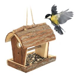 Relaxdays Holz Vogelfutterhaus zum Aufhängen