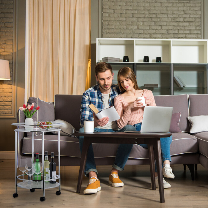 Relaxdays Runder Servierwagen Chrom & Glas