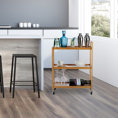 Relaxdays Servierwagen Bambus