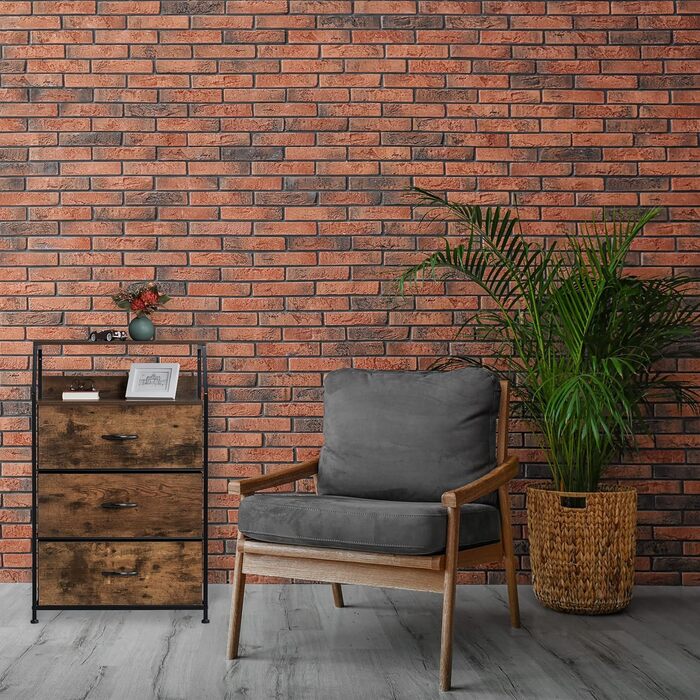 Relaxdays Kommode, 3 Schubladen, 2 Ablagen, Industrial, 96,5x61x42 cm, braun/schwarz