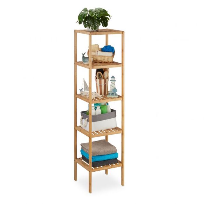 Relaxdays Badregal Bambus mit 5 Ablagen