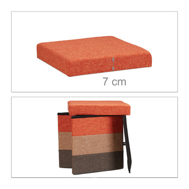 Relaxdays Gepolsterter Hocker mit bunten Streifen