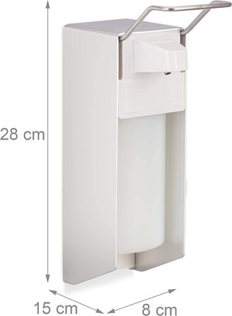 Relaxdays Eurospender 500 ml, Seifenspender Wandmontage, Desinfektionsmittelspender, Bügel-Mechanik, weiß