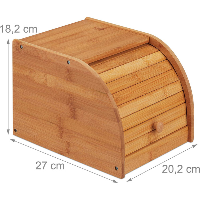 Relaxdays Brotkasten Bambus, rollbare Frontklappe, aromadichte Brotaufbewahrung, Rollbrotkasten, HBT: 18x20x27 cm, natur
