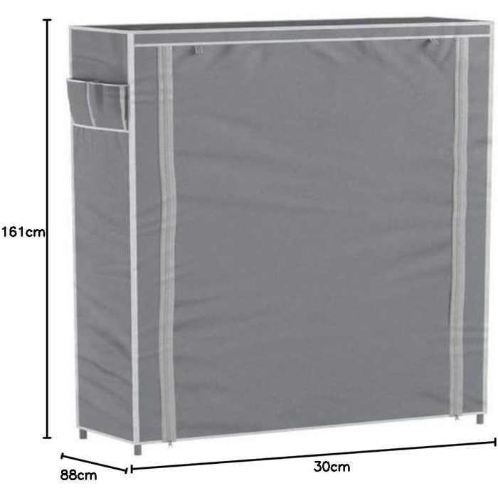 Relaxdays Schuhschrank VALENTIN - 161x88x30cm, 10 Ablagen, Stoffbezug, 45 Paar Schuhe, Anthrazit
