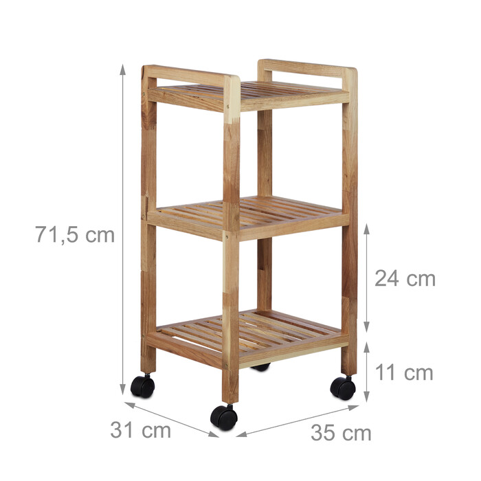 Relaxdays Badregal mit Rollen Holz