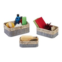Relaxdays Aufbewahrungskorb 3er Set aus Bambus