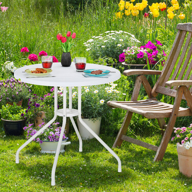 Relaxdays Gartentisch in weißer Holz-Optik