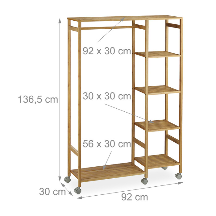 Relaxdays Rollgarderobe Bambus