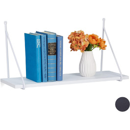 Relaxdays Wandregal, für Wohnzimmer & Flur, modernes Design, Wandboard für Bücher & Deko, HBT: 30 x 60 x 22 cm, weiß