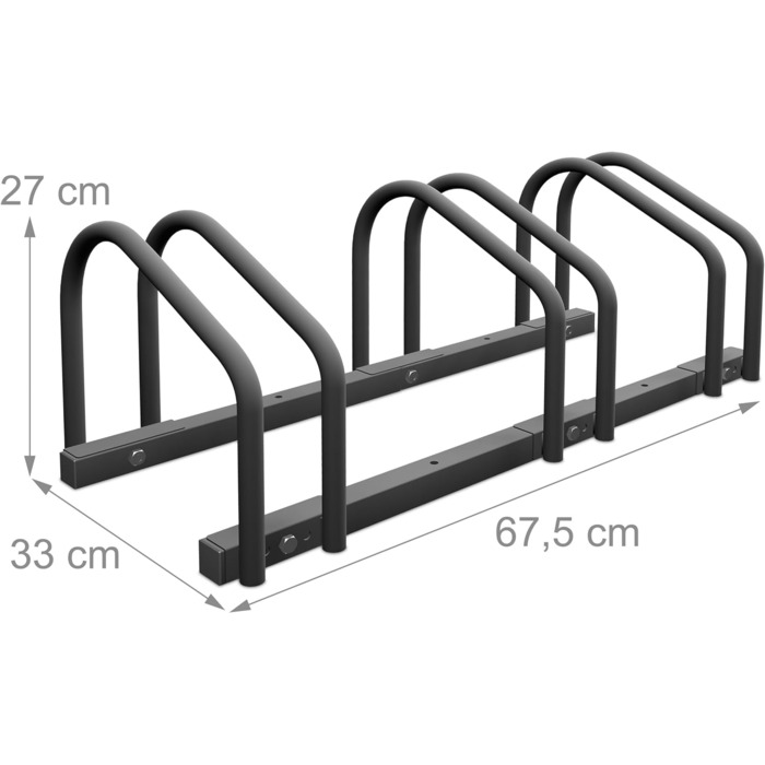 Relaxdays Fahrradständer, für 3 Fahrräder, Stahl Bodenparker, Reifenbreite 60mm, Abstellständer, Fahrradstand, anthrazit