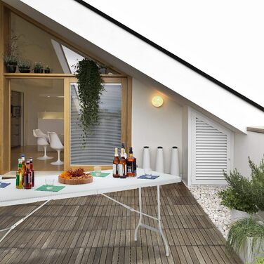 Relaxdays Gartentisch klappbar BASTIAN, groß, Tragegriff, stabiler Campingtisch, H x B x T: 72 x 178 x 74 cm, (Weiß)