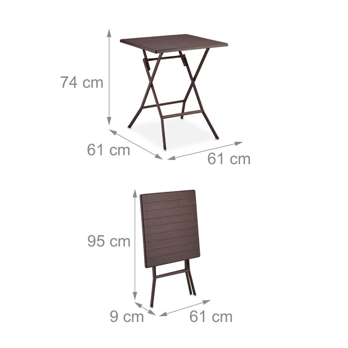 Relaxdays Balkonmöbel Set 3-teilig in Holzoptik