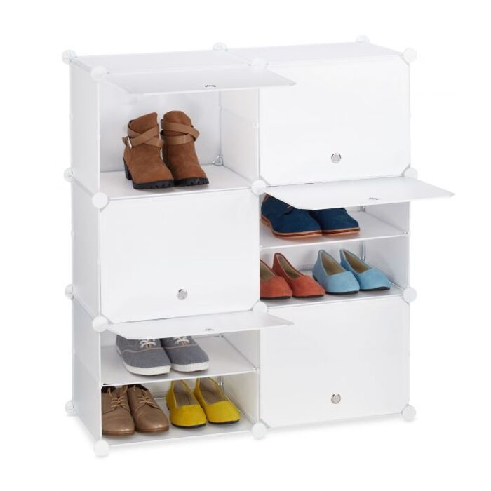 Relaxdays Weißer Schuhschrank mit 12 Fächern