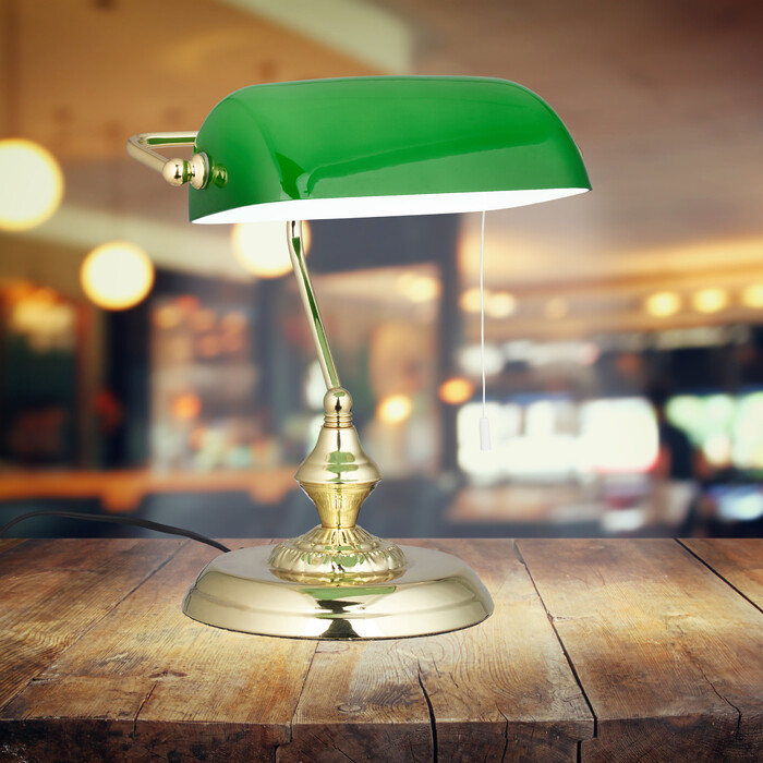 Relaxdays Bankerlampe mit Zugschalter