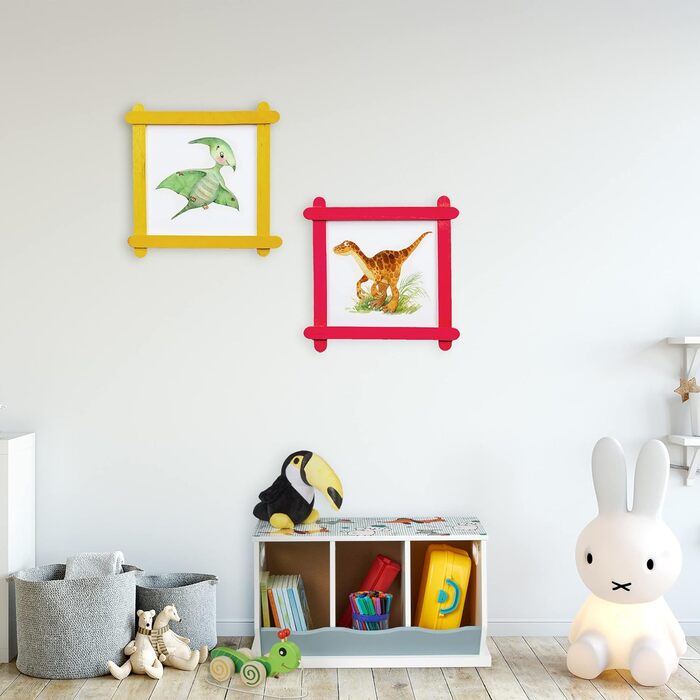 Relaxdays Kinderregal mit Hundemotiv, 3 Fächer, HxBxT: 32,5 x 60 x 36 cm, Mädchen & Jungen, MDF, Bücherregal, bunt
