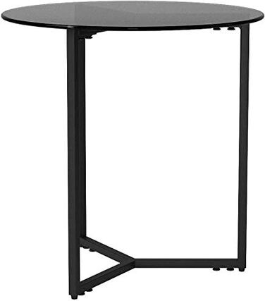 Relaxdays Schwarz Runder Beistelltisch aus Glas und Metall, dekorativer Loungetisch, HxBxT: 51 x 50 x 50 cm, in edlem, Standard