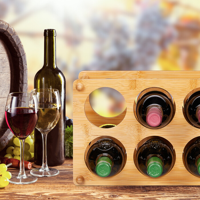 Relaxdays Weinregal 6 Flaschen Bambus