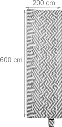 Relaxdays XXL Picknickdecke, 600x200 cm, isoliert, wasserdicht, Fleece Stranddecke, Tragegriff, Zickzack, weiß/grau