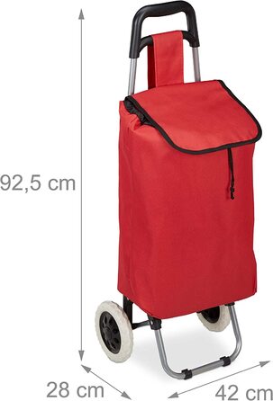 Relaxdays Einkaufstrolley klappbar, Abnehmbare Tasche 28 L, Einkaufswagen mit Rollen HxBxT: 92,5 x 42 x 28 cm, (Rot)