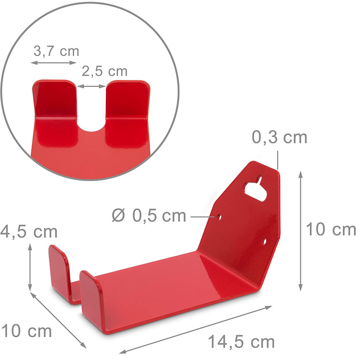 4x Fahrradhalterung, Aufhängen am Pedal, Fahrradhalter zur Wandmontage, Bis 20 kg, Auflagefläche B x T: ca. 10 x 14,5 cm