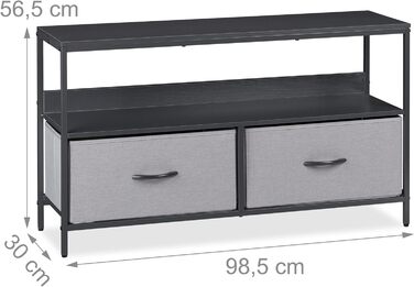 Relaxdays Schuhregal, 2 Schubladen, 4 Ablagen, 12 Paar Schuhe, offen, MDF, Stahl, Stoffregal, grau