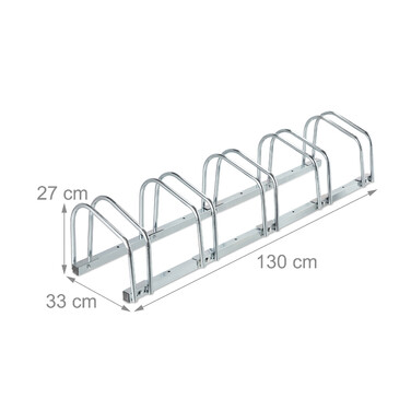 Relaxdays Silberner Fahrradständer für 5 Fahrräder