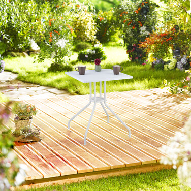 Relaxdays Gartentisch in weißer Rattan-Optik